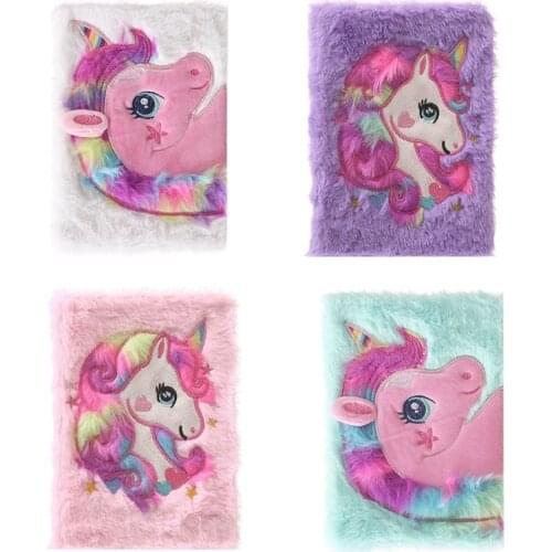 1 Pcs Girls Portable Pocket Diary Planner Notepad Cartoon Colorful Dream Unicorn Plush Notebooks