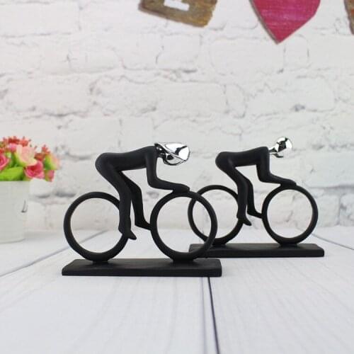 1PC Lover Bicyle Sculpture Handmade Polyresin Arts Cartwheel Movement Sport Competition Decor Craft Ornament MO 006