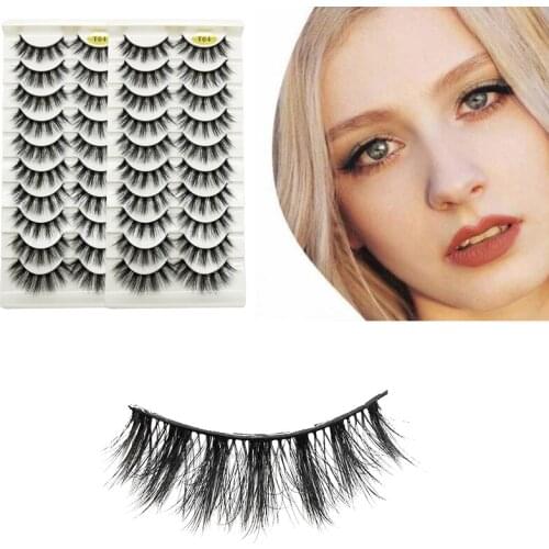 10 Pairs 3D Faux Mink Hair False Eyelashes Wispies Fluffies Drama Eyelashes Natural Long Soft Handmade Cruelty-free Black Lashes