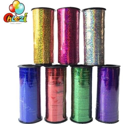 100 yards Laser Satin Ribbon Curling Ribbon Roll Happy birthday decoration wedding party supplies shiny ribbons Golden silver