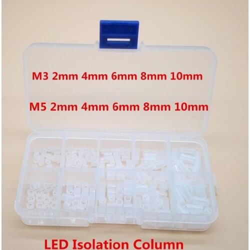 200PCS M3 M5 LED Hollow Pillar Round Isolation Column Round Plastic Spacer Shim Washers 2mm 3mm 4mm 5mm 6mm 7mm 8mm 10mm 16mm
