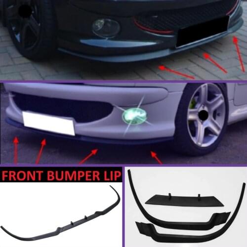 For Peugeot 206 CUPRA R Front Bumper Lip Universal 3pcs Diffuser Black Bumper Lip Spoiler Body Kit Tuning Protector Quality