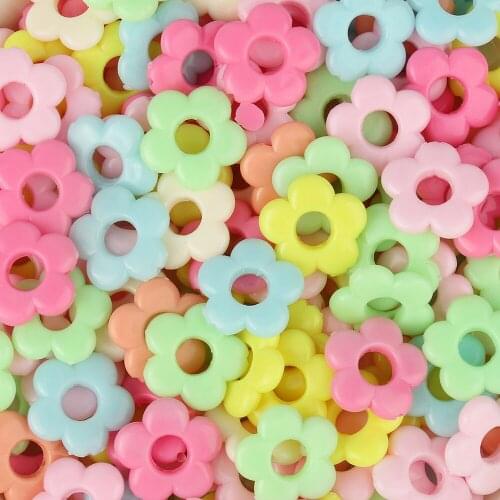 18x4mm Candy Color Random Flower Beads Acrylic Beads Fit For DIY Jewelry Making Supplier Childrens Necklace Pendant Accessories