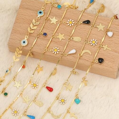 HAOSAW 1M/Lot Necklace Accessories/Copper Chains/Hand Made/Multi shape/Oil Drop/DIY Bracelets Making/Jewelry Findings Components