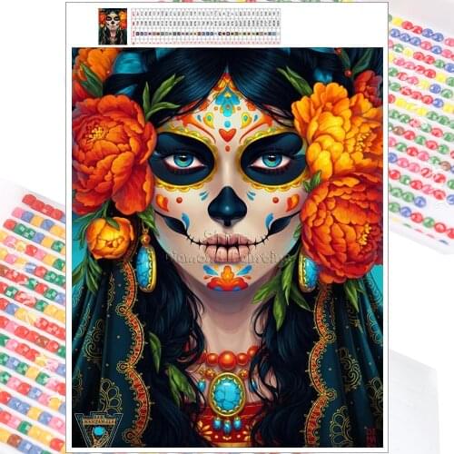 Diamond Embroidery Painting Mosaic Cartoon Flowers Skull Beauty 5D DIY Full Square Round Cross Stitch Mural Home Decoration