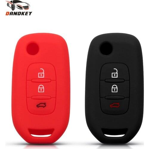 Dandkey Car Flip Silicone Key Case Cover For Renault Kadjar Captur Symbol Koleos Megane 2016 2017 2018 Remote Fob 3 Button Shell