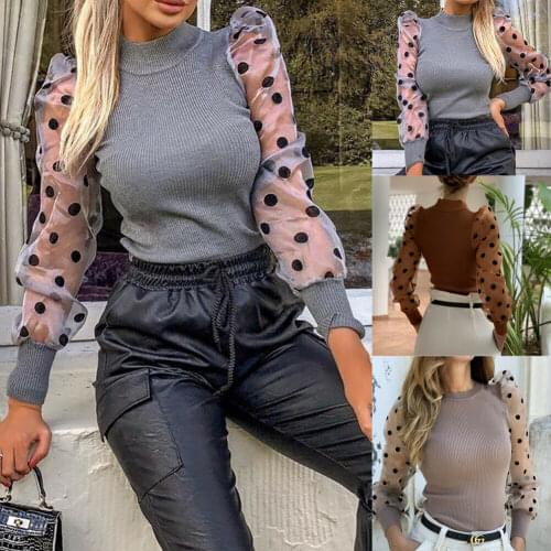 Summer Women Blouse Pearl Beaded Mesh Sleeve Top Ladies Long Sleeve Shirts Elegant Womens Office Clothing Tops And Blouses