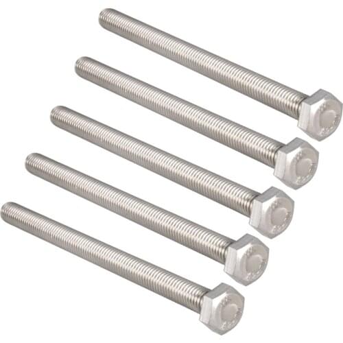 Uxcell M8 x 110mm 1.25mm Thread Pitch Stainless Steel Hex Head Bolts 5 Pcs