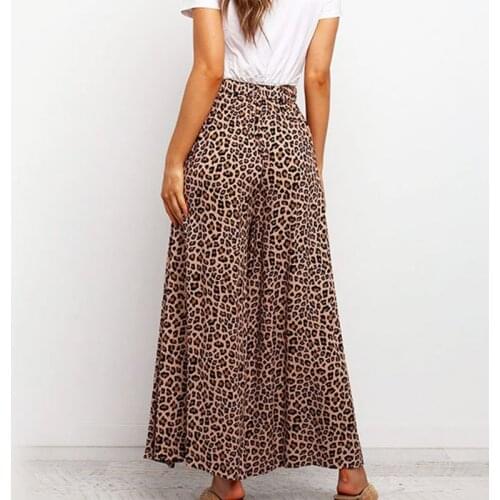 Women High Waist Pants Womens Summer New Leopard Print Wide Leg Trousers Casual Loose Straight Pants Spring Comfy Sweatpant