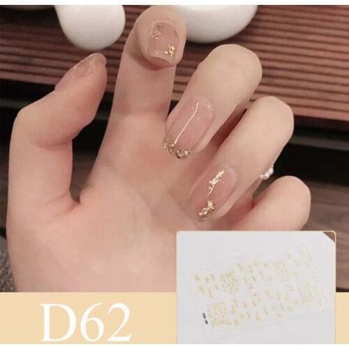 D62 Nail Art Full Cover Adhesive Polish Foils Waterproof Pure Color Tips DIY 3D Decals Environmental Stickers for Women Gift