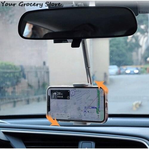 Car Mobile Phone Bracket Automobile Rearview Mirror Buckle Type Navigator Bracket Car Phone Holder Stand Adjustable Support