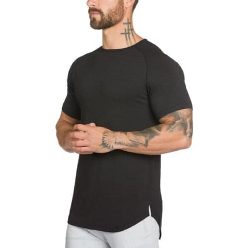 Muscleguys long t shirt Men Hip Hop Gyms t-shirt Longline Extra Long tee shirt for male Bodybuilding and Fitness Tops tshirt