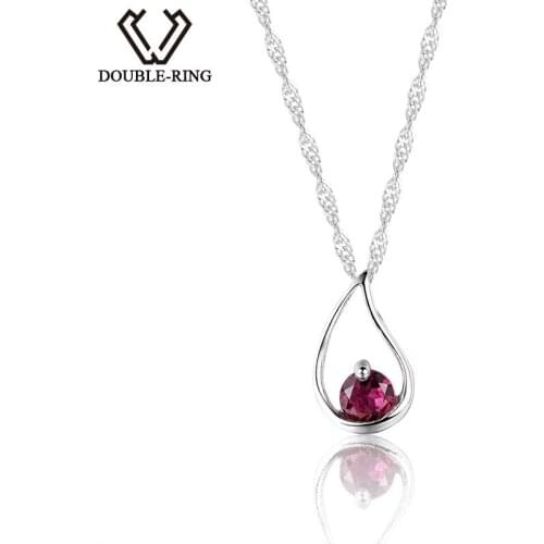 DOUBLE-RING New Charms Pendants Pink Tourmaline Genuine Pendant Water Drop Sterling Silver Jewelry Women Fine Jewelry CAP01644B