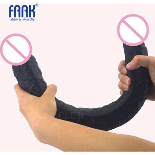 FAAK 46*4.3cm Long Realistic dual Ended Anal Dildo for Women Dual Head Penis Dick Consoladores Soft Double Penetration Sex Toys