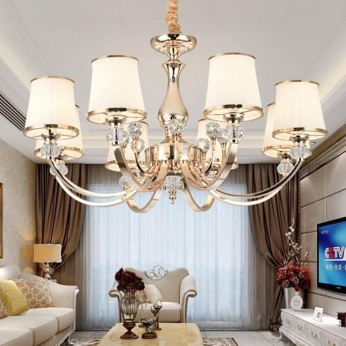 Chrome-plated crystal chandelier e14 led golden chandelier for living room bedroom modern dining room lighting installation