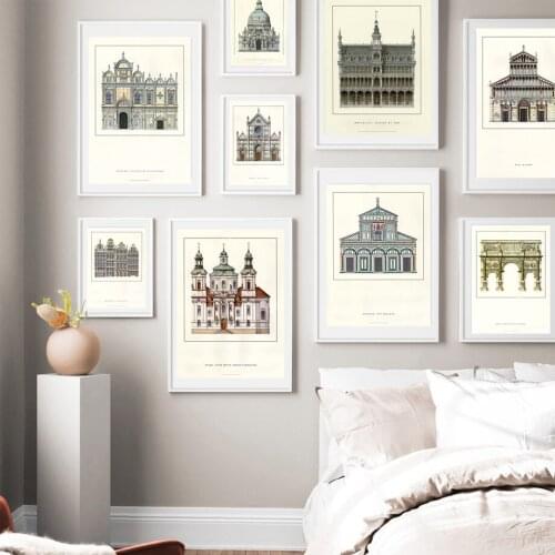 Famous Building Europe World City Tour Travel Scenery Vintage Landscape Poster Prints Wall Art Canvas Painting Room Home Decor