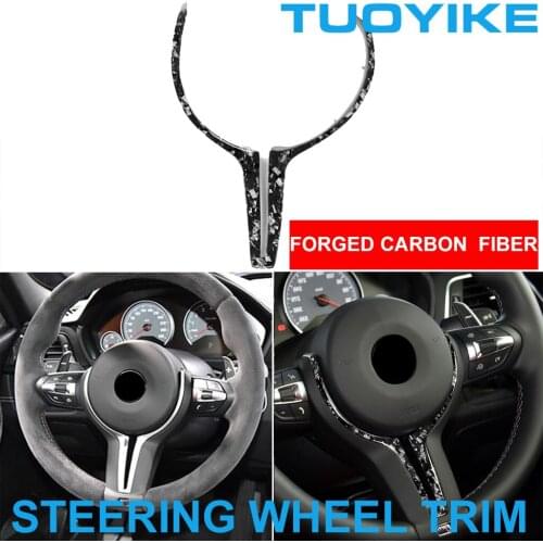 Forged Real Carbon Fiber Car Steering Wheel Trim Cover Sticker For BMW M2 F87 M3 F80 M4 F83 F10 M5 F06 F12 F13 M6 2014-2018