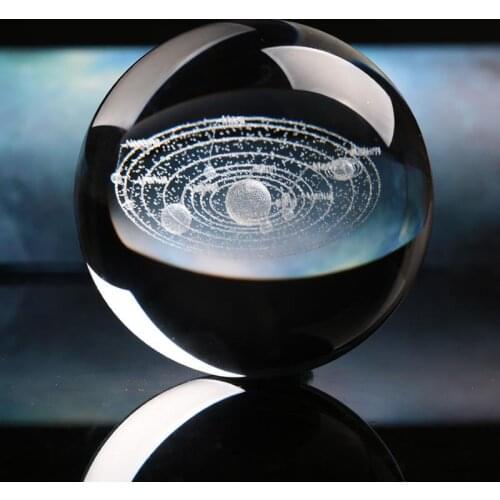 Laser Engraved 3D Quartz Ball Crystal Ball Fashion for Astrophile Miniature Gift Creative Craft Planets Model Sphere Home Decor