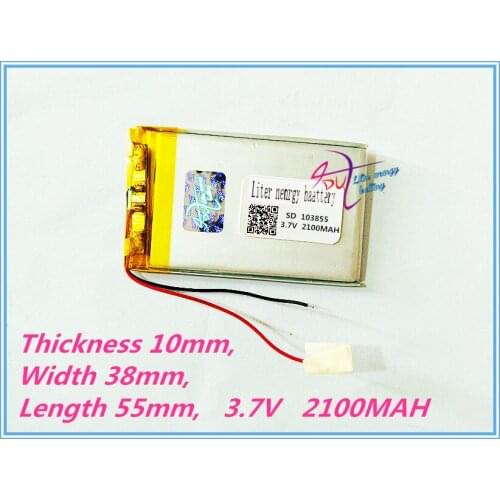 Lithium polymer battery 103855 3.7V 2100MAH mobile power supply tablet GPS navigator