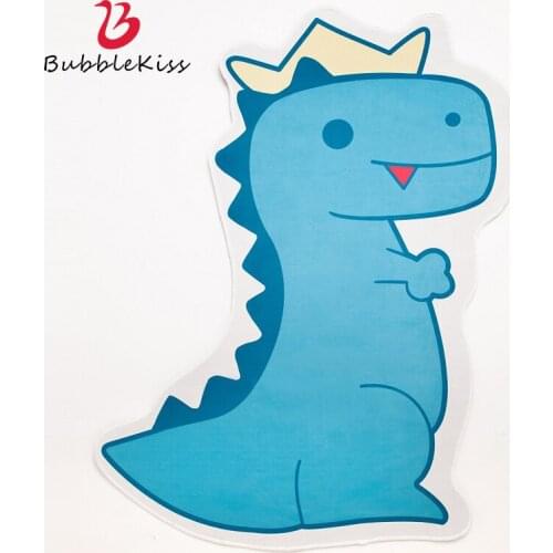 Bubble Kiss Cute Cartoon Dinosaur Rug for Living Rooom Irregular Childrens Room Decor Carpet Bedside Play Area Rug Game Mat