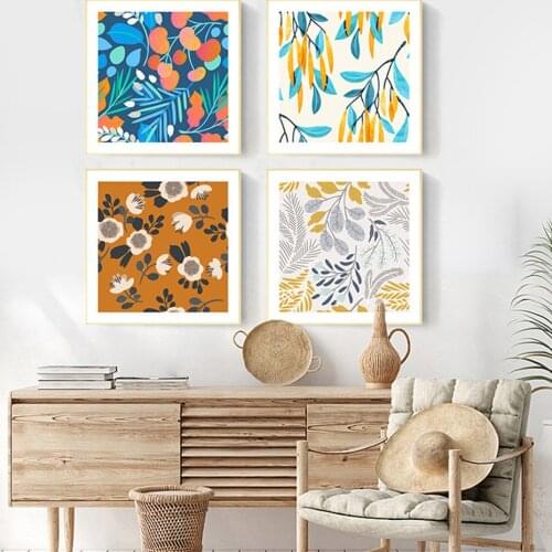 Minimalist Flower Plants Canvas Painting Vintage Art Prints Modern Abstract Wall Picture for Dining Living Room Pop Poster Decor