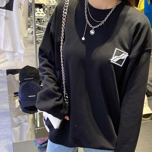 2021 New Autumn Fashion Unisex Pullovers Black High Quality Loose Women Sweatshirt Print Casual Elegant Men Sweatshirt T558