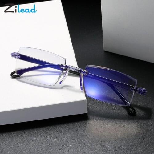Zilead Myopia glasses Square Myopia Glasses Frameless Myopia Glasses Nearsighted Ultralight Eyewear -1/-1.5/-2/-2.5/-3/3.5/-4