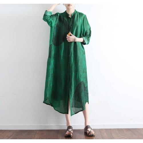 2019 Autumn Suit-dress Design Easy Will Code Literature Silk And Hemp Cardigan Thin Windbreaker Long Sleeve Shirts 20190914-2