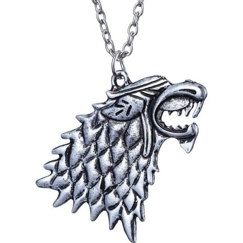 Movie Star Power Wolf Totem Pendant Necklace Punk Style Animal Metal Link Chain Wolf Head Necklace Women Men Jewelry Gift
