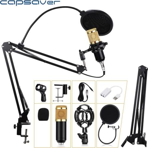 Capsaver Professional Microphone BM800 Condenser Audio KTV Karaoke Microphone Vocal Recording Mic with Stand Holder