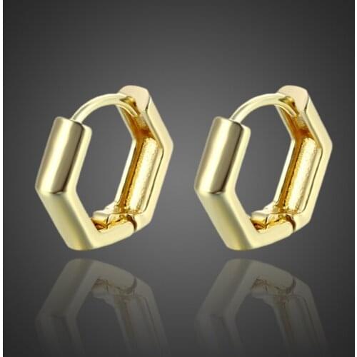 Simple Hexagon Gold Hoop Earrings Thic Geometric Polygon 18k Gold Earrings For Women Wholesale Jewelry New Arrival
