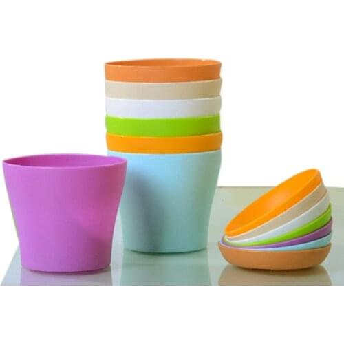 Practical 8 Pcs 4 inch Small Plant Pots Colorful Plastic Flower Pots Indoor Plant Pots for Office House Desk with Pallet/Trays