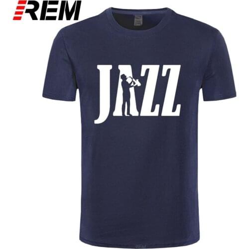 REM Brand Clothing Jazz Newest Saxophone Funny T Shirt Tshirt Men Cotton Short Sleeve T-shirt Top Camiseta