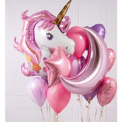 Pink Moon Star Heart Helium Foil Balloon Bouquet Birthday Party Decoration Kids Wedding Party Baby Shower Air Balls