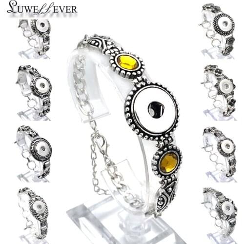 Hot Metal Interchangeable Fashion 170 Crystal Ginger Copper Bangle 18mm Snap Button Charms Jewelry Metal Bracelet For Women Gift