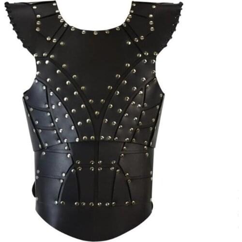 Medieval Warrior Knights Dark Rogue PU Leather Body Armor Vest Tops Rivets Punk Gothic Costume Armour