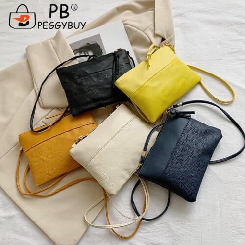 Women Pure Color PU Leather Messenger Bag Fashion Ladies Small Handbags Female Zipper Crossbody Messenger Pouch