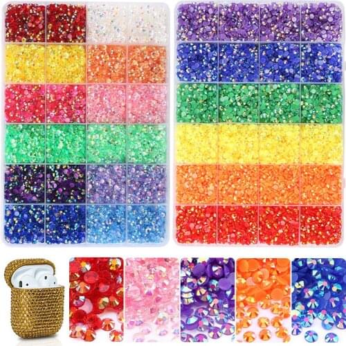 Swarovsky Promotion Resin Rhinestone Mix Color And Size Round Flatback Glue On Stones For DIY Nail Art