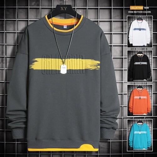 2021 Harajuku Sweatshirt Men Casual Hoodies Autumn New Mens Hoodie Pullover Sweatshirts Fake Two Pieces Hip Streetwear Clothing