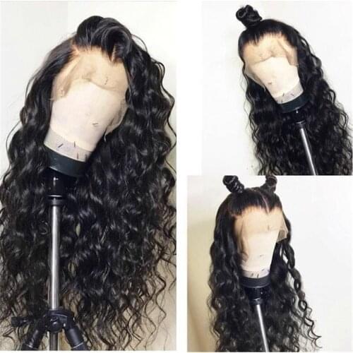 Loose Curly Synthetic Lace Front Wig Natural Hairline Black Color Curly Wigs High Resistant Fiber Hair