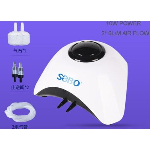 Quiet 10W Double Outlets Aquarium Oxygen Pump Electric Oxygenator Air Pump for Fish Tank 12L/M Flow+ Parts