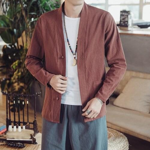 Traditional Chinese Clothing For Men Oriental Male Wushu Tai Chi Kung Fu Uniform Cotton Linen Chinese Shirts Hanfu Men CN-174