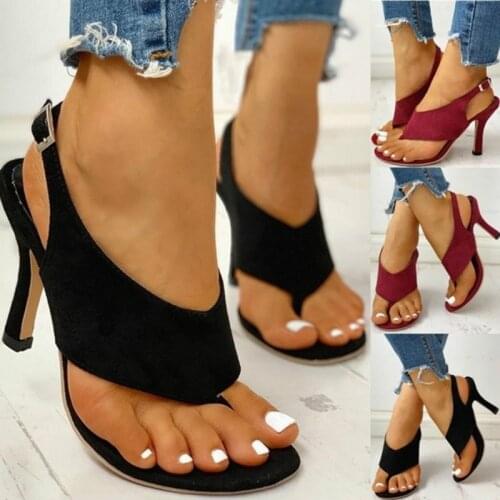 2021 New Ladys Summer Thin High Heels Solid Sexy Women Shoes Pumps Wine Red Casual Medium Shoes
