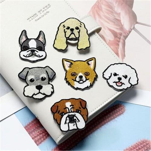 Ursmart 1 PCS High Quality Dog Embroidery Repair Bag Jacket Jeans Cartoon Iron On Patches for Clothes Cute DIY Glue Sticker