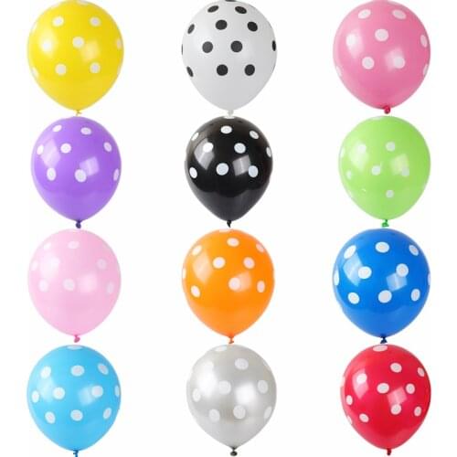 10pcs/lot 12inch Black White Polka dot Latex Balloons Red Wave Point Globos Birthday Wedding Party decoration Baby Shower toy