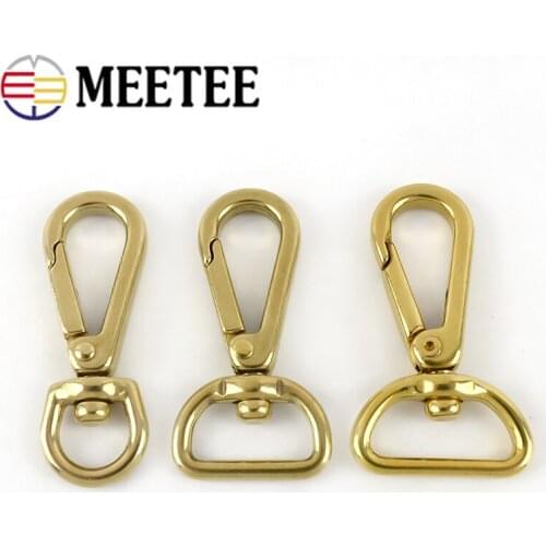 2pcs Meetee Pure Copper Hooks Brass Luggage Bag Metal Buckles KeyChain Dog Collar Lobster Clasp Hook DIY Hardware Accessories