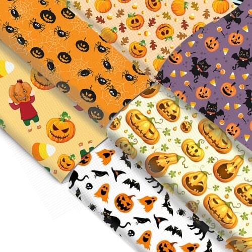 20*33cm Halloween Pumpkin Faux Synthetic Leather Fabric For Bow Bags Wallet Leather for Needlework Scrapbook DIY,1Yc19023