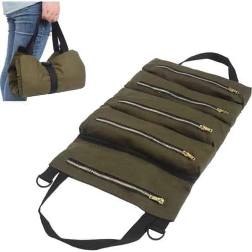 2020 Practical Multi-Purpose Tool Roll Up Canvas Storage Bag Wrench Roll Pouch Hanging Tool Carrier Tote Organizer Handbag