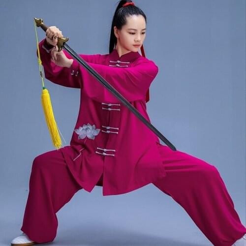 2021 Women Kung Fu Uniform Chinese Style Tai Chi Uniform Wushu Martial Arts Morning Exercise Bruce Lee Tang Suit Taichi TA2564