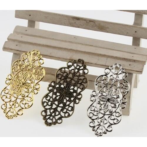 25Pcs Filigree Wraps Connectors 57x18mm Metal Crafts Connector For Jewelry Making DIY Accessories Charm Pendant